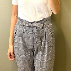 ZARA Bundle Top + Pants:  White Top and Plaid Tie-Waist Pants Small